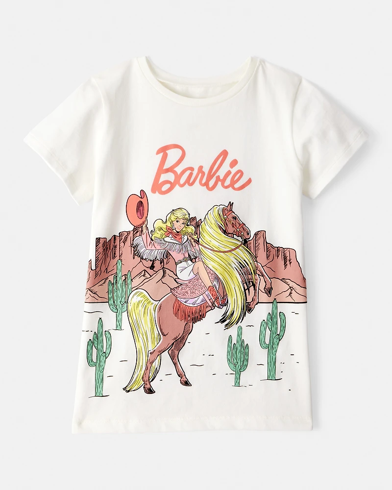 Girls Mattel Barbie Western Cowgirl Short-Sleeve Graphic Tee - White