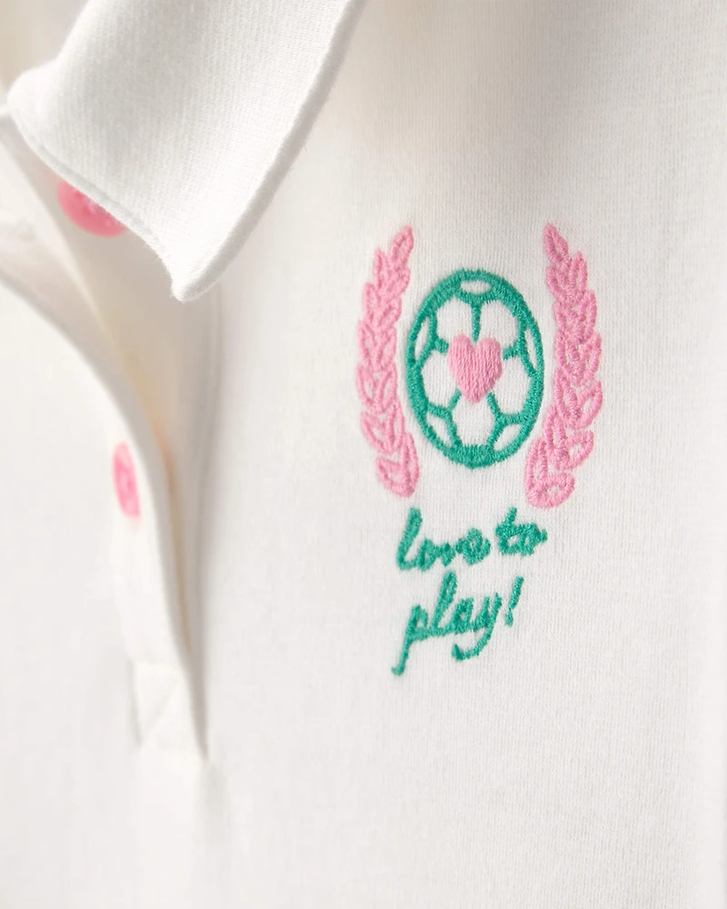 Toddler Girl Pleated Tennis Dress - Ivory