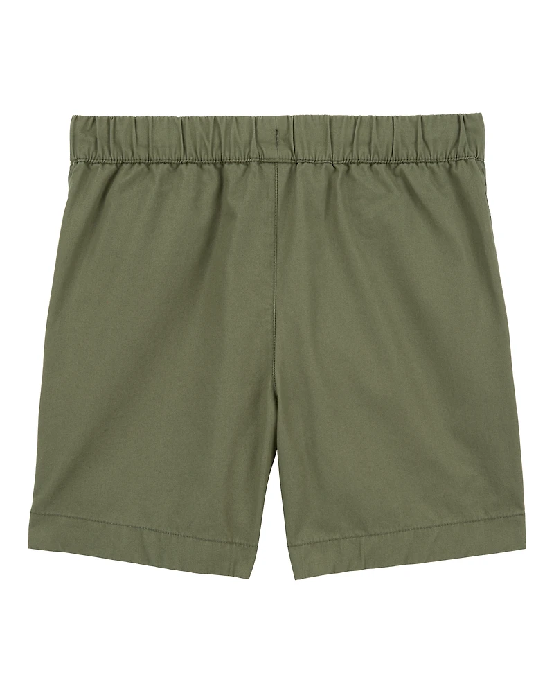 Boys Pull-On Poplin Shorts - Olive