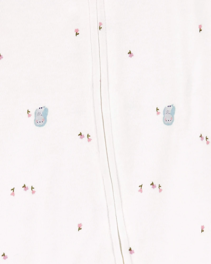 Baby Girl Owl 2-Way Zip Cotton Sleeper Pyjamas
