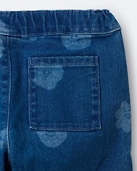 Toddler Girl Character Print Cuffed Pleat Pant Denim - Blue