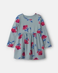 Toddler Girl Floral Long-Sleeve Dress - Blue