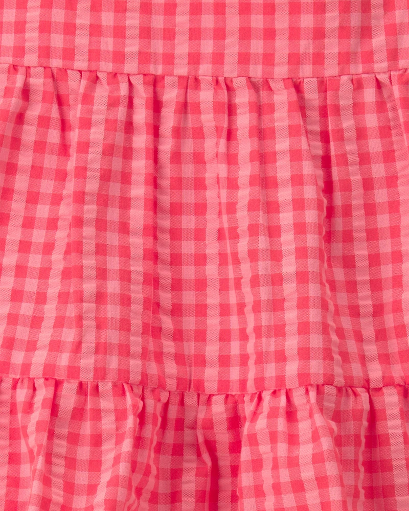 Baby Girl Gingham Sleeveless Dress - Pink
