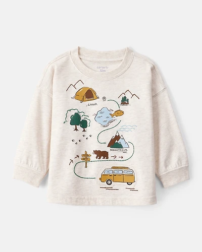 Baby Boy Adventure Long-Sleeve Graphic Tee - Cream