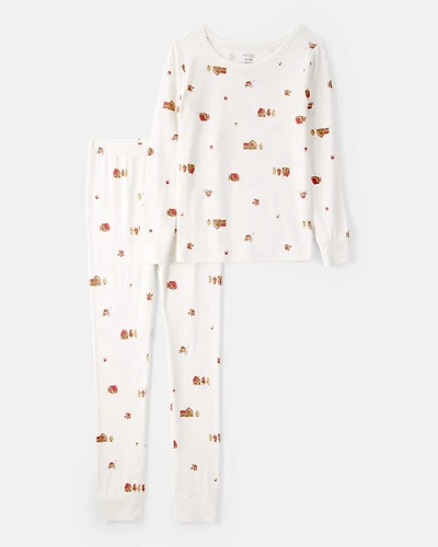 Kid Barn Print PurelySoft Long-Sleeve 2-Piece pyjamas - Ivory