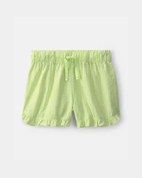 Girls Ruffle-Trim Shorts - Green