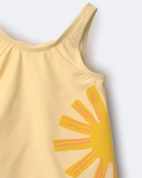Toddler Girl Scalloped One-Piece Swimsuit Sun Print - Yellow