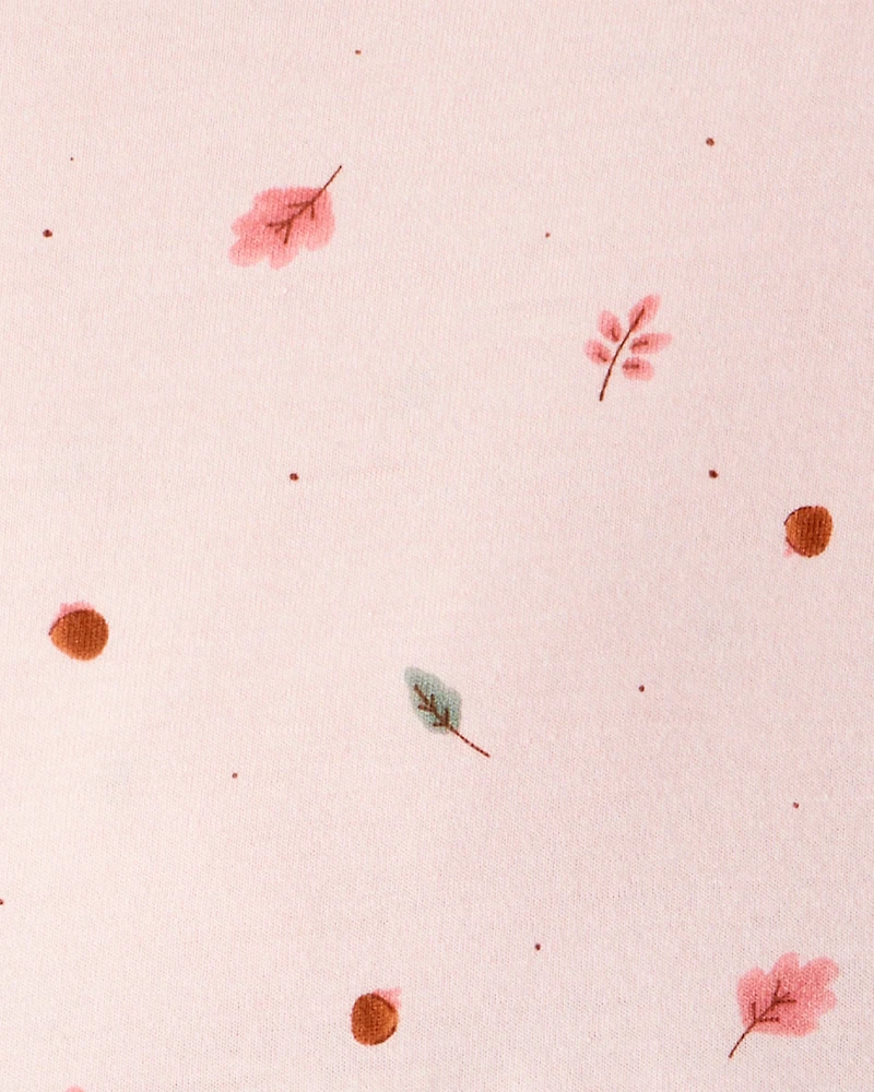 Toddler Girl Leaf Print Long Sleeve Dress - Pink