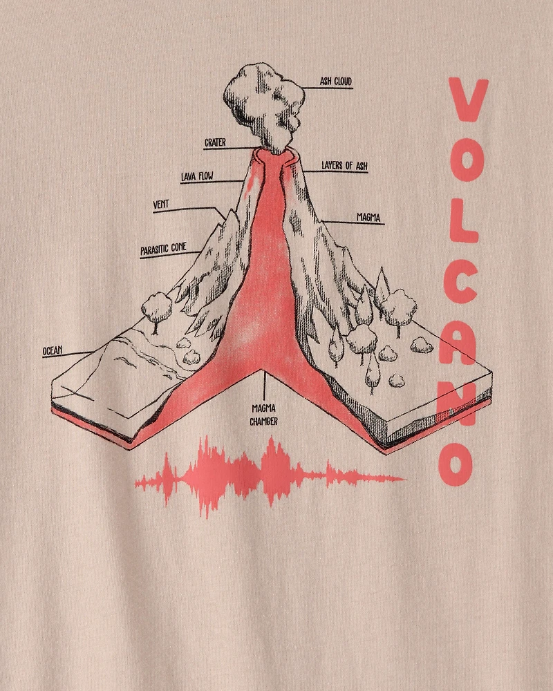 Kids Volcano Graphic Tee - Brown