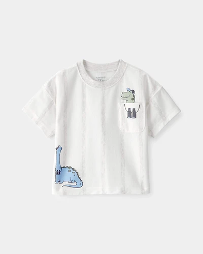 Baby Boy Dinosaur Graphic Tee - White