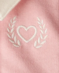 Baby Girl Polo Collared Cotton Dress - Pink