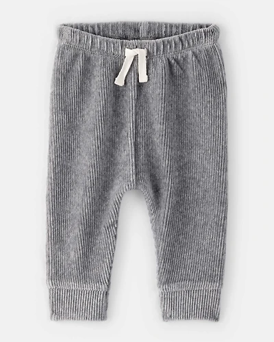 Baby Boy Ribbed Velour Pant - Dark Grey