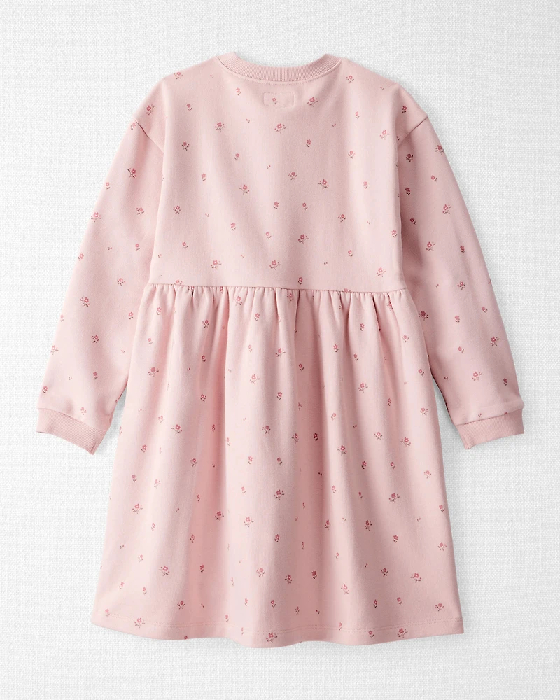 Girls French Terry Dress Made with Organic Cotton Blush Petals Print