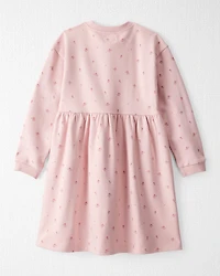 Girls French Terry Dress Made with Organic Cotton Blush Petals Print