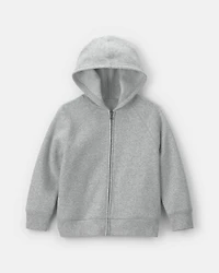 Boys Fleece Zip-Up Hoodie - Grey