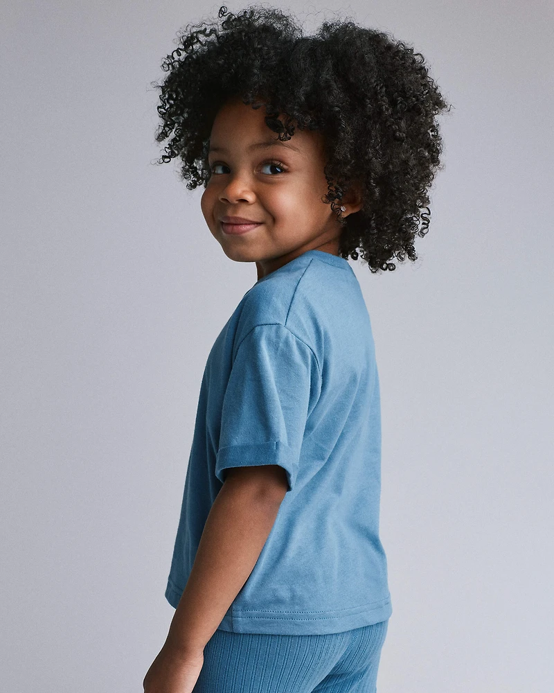 Toddler Rolled Cuff Tee - Teal