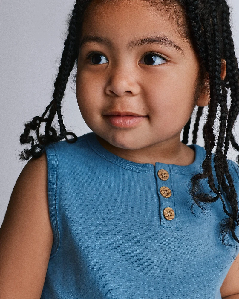 Toddler Henley Tank - Teal