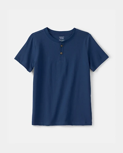 Boys Solid Henley T-Shirt - Blue