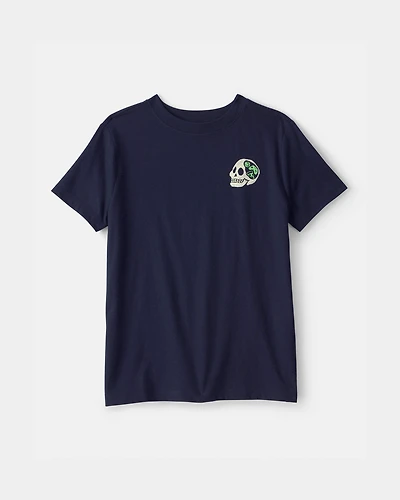 Boys Skull Graphic Tee - Navy Blue