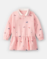 Toddler Girl French Terry Long-Sleeve Dress - Pink