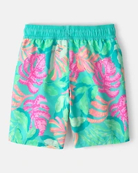 Boys Tropical Swim Trunks - Teal