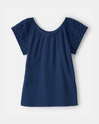 Girls Eyelet Top - Blue
