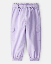 Toddler Girl Cotton Cargo Joggers - Purple