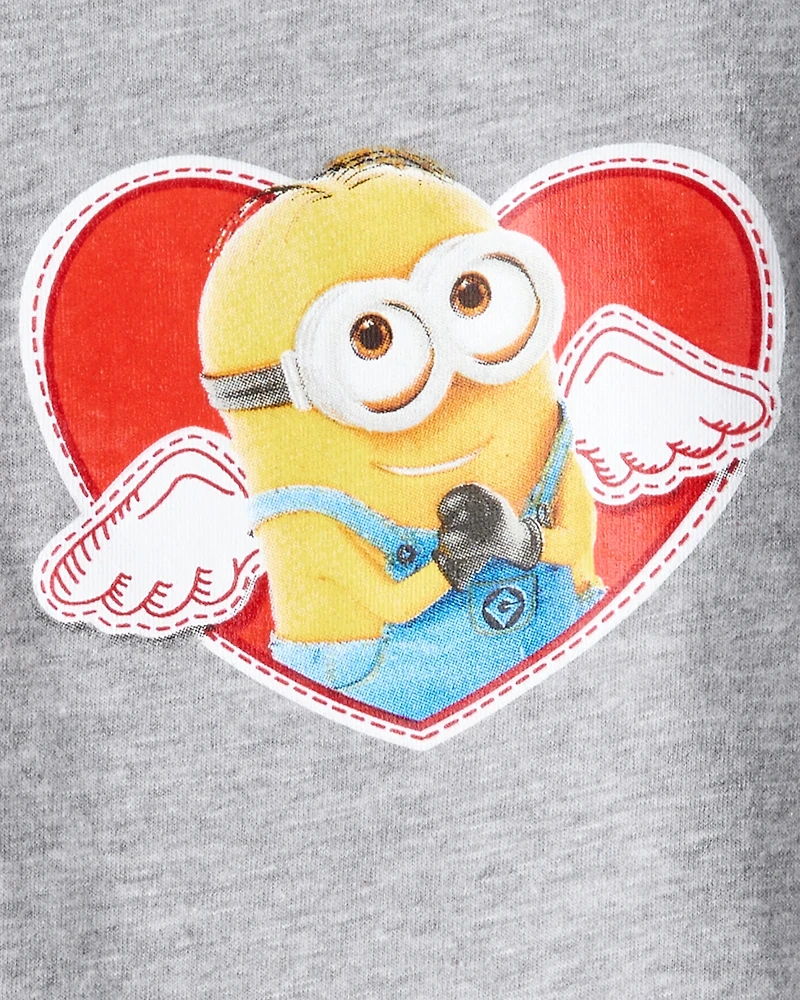 Boys Valentine's Day Minions Short-Sleeve Graphic Tee - Grey