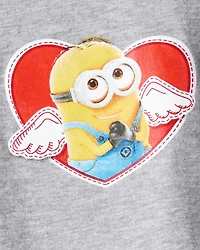 Boys Valentine's Day Minions Short-Sleeve Graphic Tee - Grey