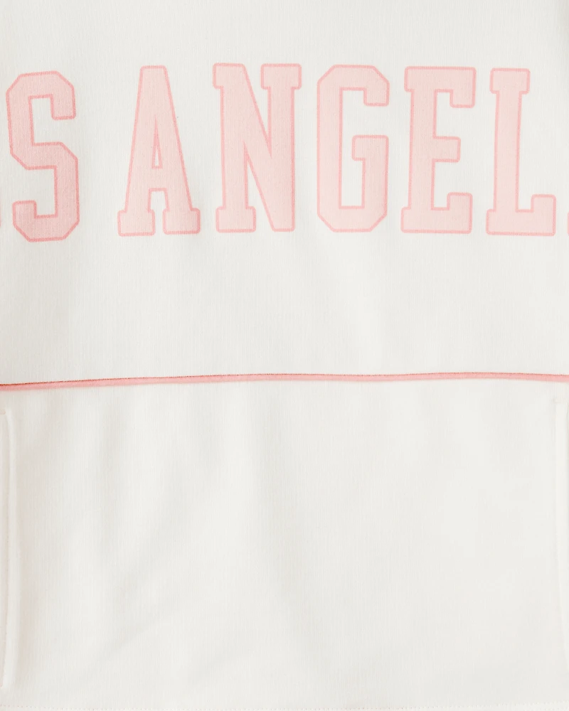 Girls Los Angeles Cotton Long-Sleeve Hoodie - Cream
