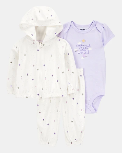 Baby Girl 3-Piece Ice Cream Print Little Cardigan Set