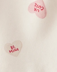 Baby Girl DayDream Fleece Valentine's Day Hearts Knit Dress - Ivory