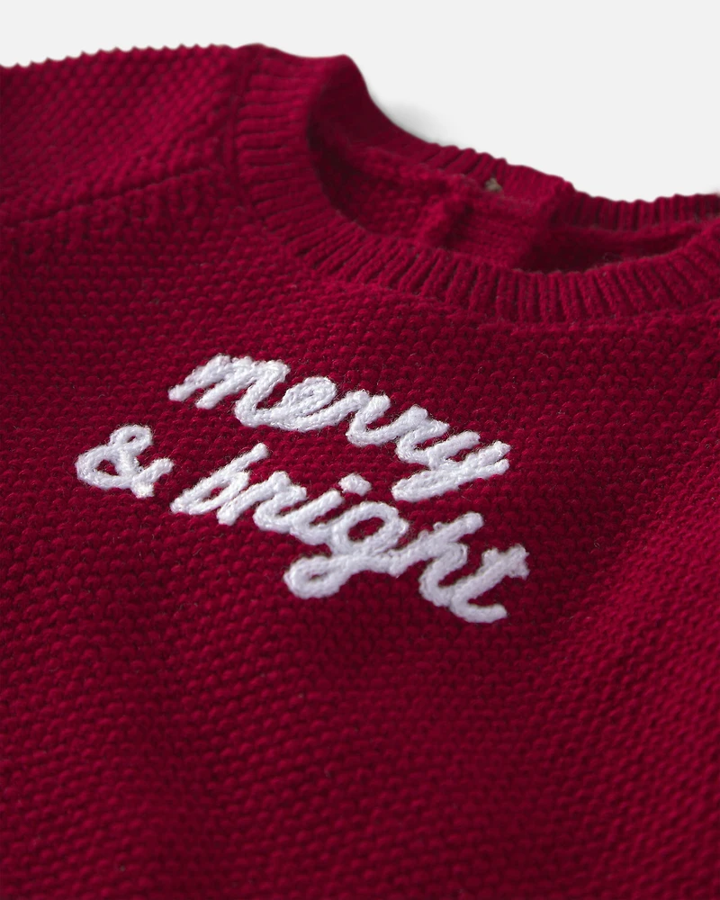 Baby Organic Cotton 'Merry & Bright' Sweater Knit Jumpsuit