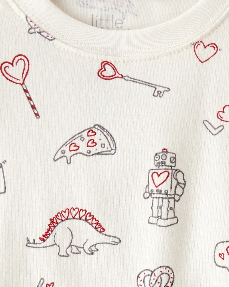 Toddler Organic Cotton Pajamas Little Loves Print