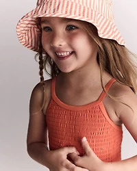 Toddler Girl Maillot une pièce à smocks - Orange