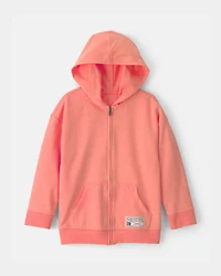 Kids French Terry Zip-Up Hoodie - Orange