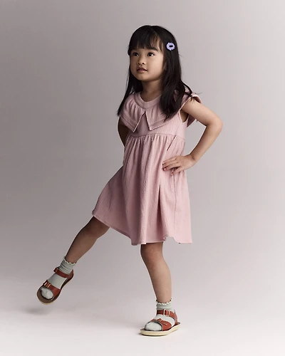 Toddler Girl Ruffle Collar Dress - Light Pink