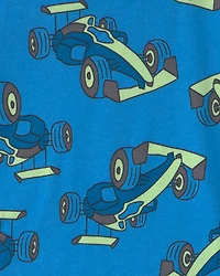 Boys Race Car 100% Cotton 4-Piece Pyjama Set - Blue/White