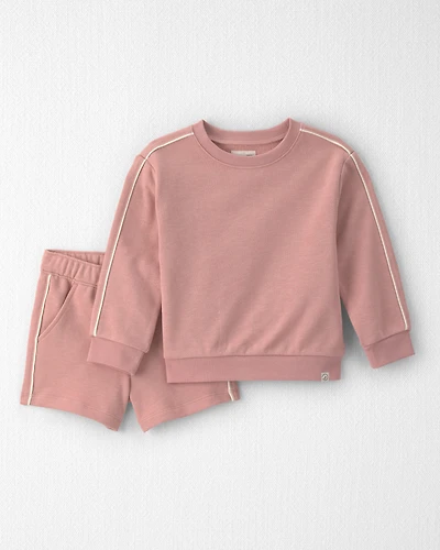 Toddler Girl 2-Piece Organic Cotton Pullover & Short Set Pink