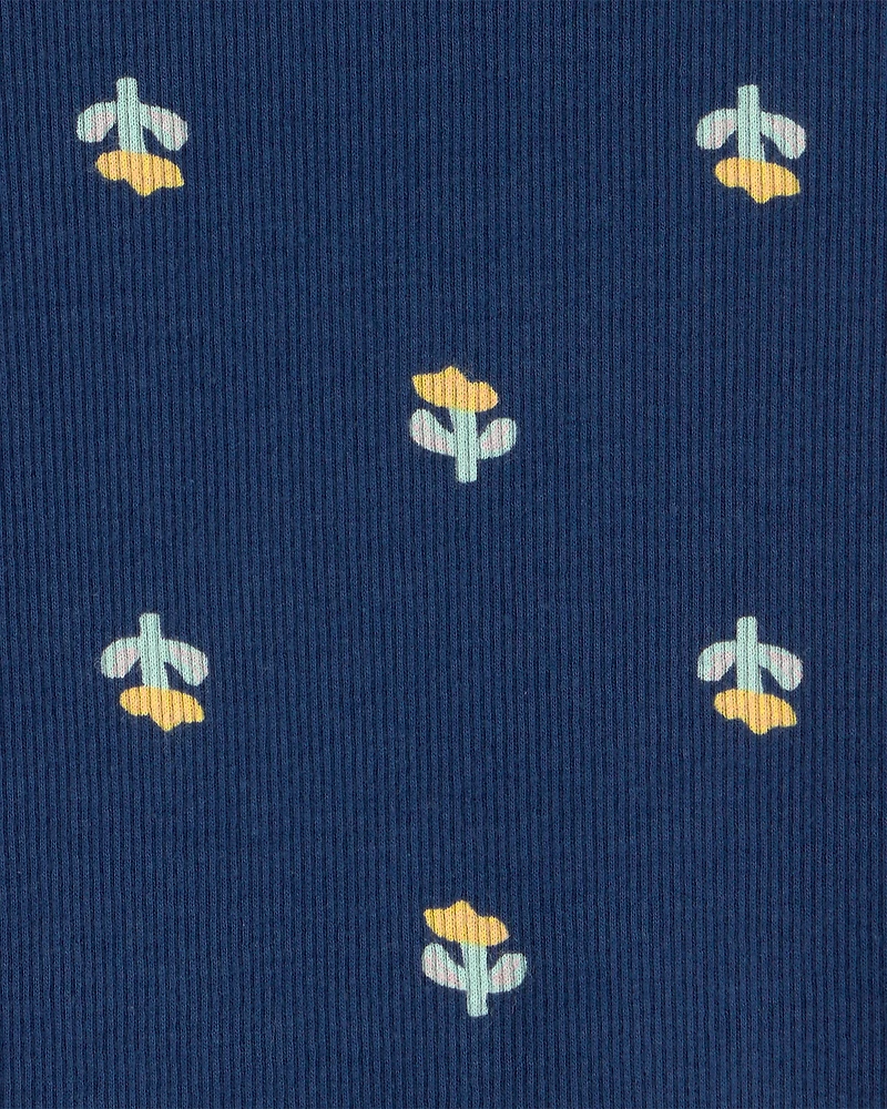 Baby Girl Floral Graphic Bodysuit - Blue