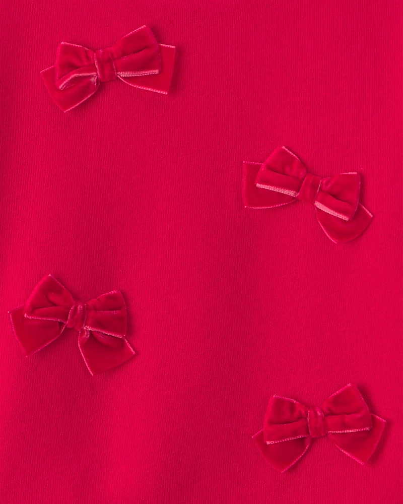 Toddler Girl Bow Pullover Sweatshirt - Red