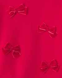 Toddler Girl Bow Pullover Sweatshirt - Red