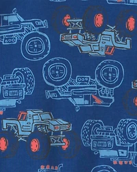 Boys 4-Piece Monster Truck 100% Cotton Snug Fit Pyjama Set - Grey