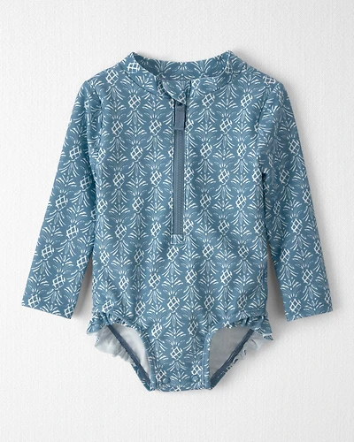 Baby Girl Recycled Long-Sleeve Rashguard Swimsuit Bloom Lagoon Print