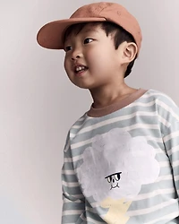 Toddler Striped Storm Long-Sleeve Relaxed Graphic Tee - Teal