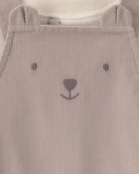 Baby Boy 2-Piece Bear Corduroy Overall Set - Brown