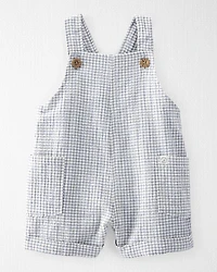 Baby Girl Organic Cotton Checkered-Print Shortalls