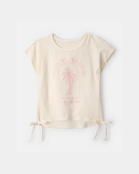 Girls 'Tropical Dreaming' Crinkle Top - Cream