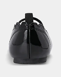 Toddler Girl Scallop Edge Shiny Dress Shoes - Black