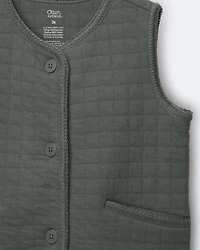 Toddler Girl Quilted Vest - Olive